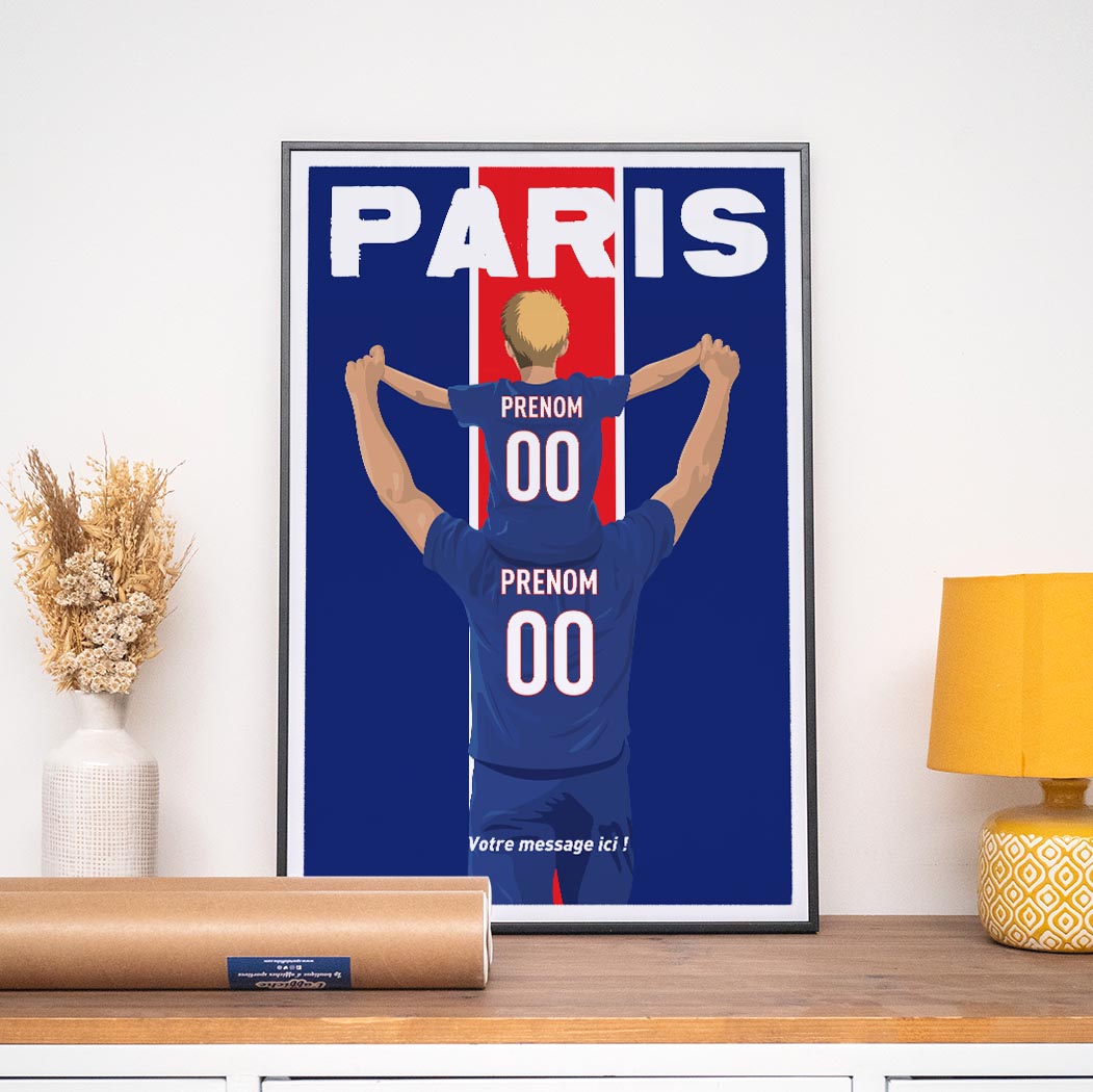 Affiche Foot Paris - Père et Enfant Personnalisé