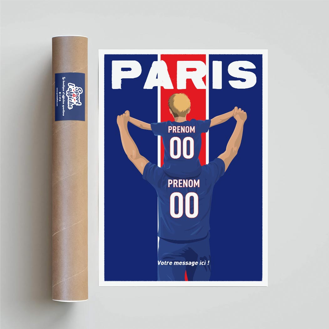 Affiche Foot Paris - Père et Enfant Personnalisé