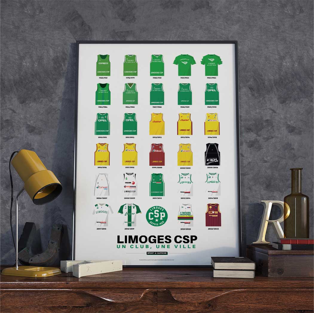 Affiche Limoges CSP Maillots Historiques – Sport à l'Affiche