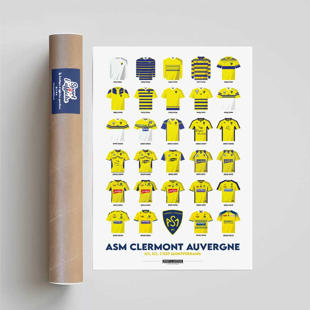 Affiche ASM Clermont Auvergne - Maillots Historiques