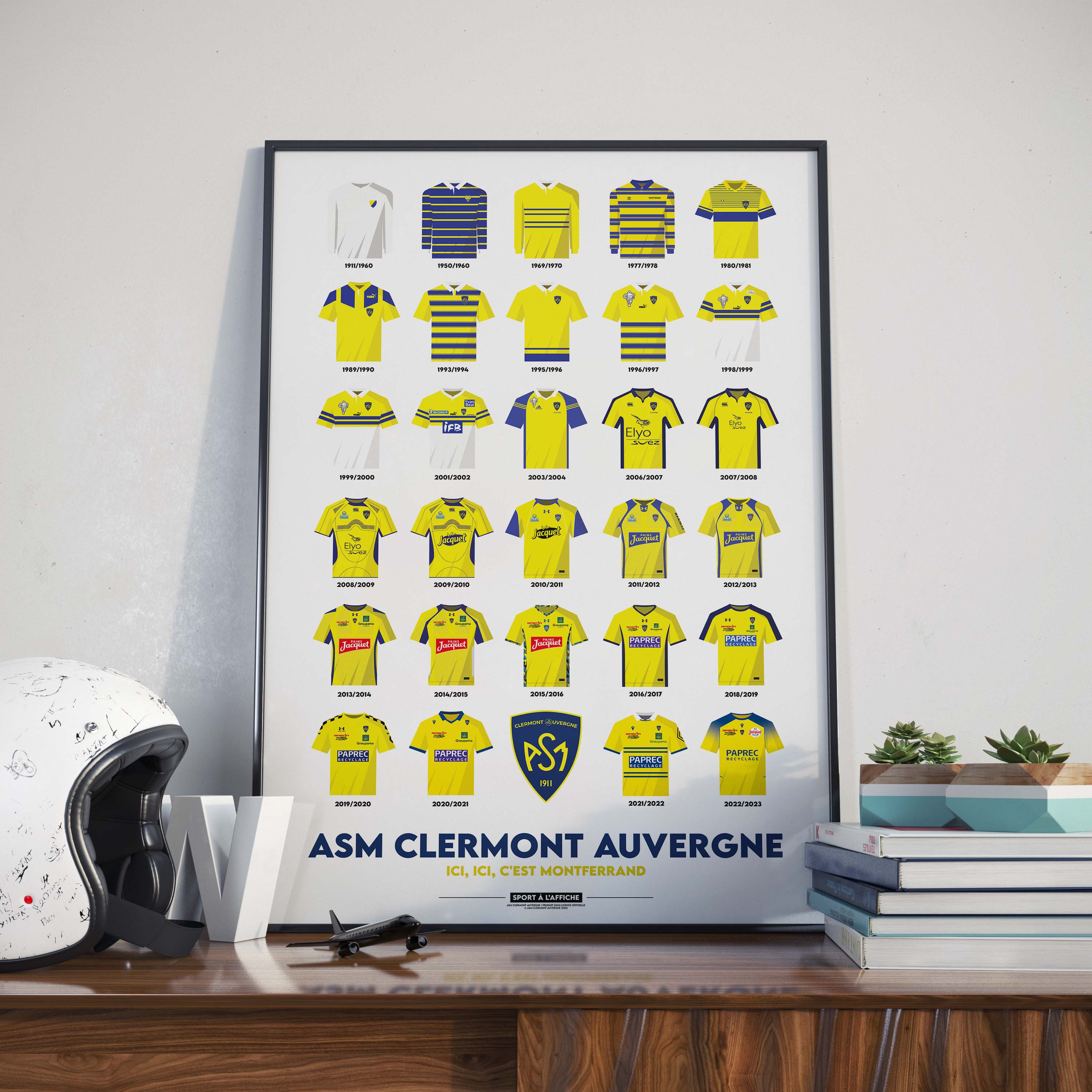 Affiche Rugby Affiche ASM Clermont Auvergne Maillots