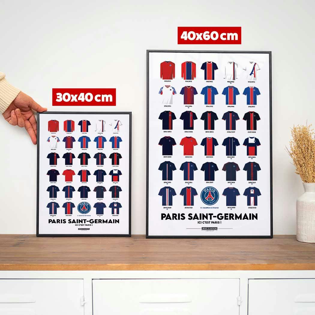 Affiche Football PSG - Maillots Historiques 40 x 60 cm PSG