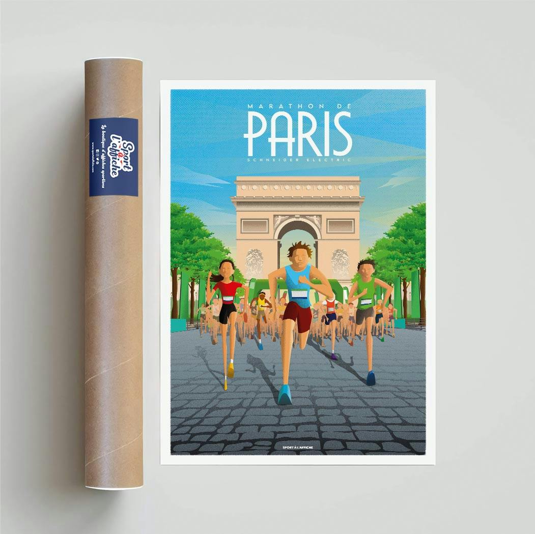 Paris Marathon Poster  Vos exploits sportifs en décoration originale