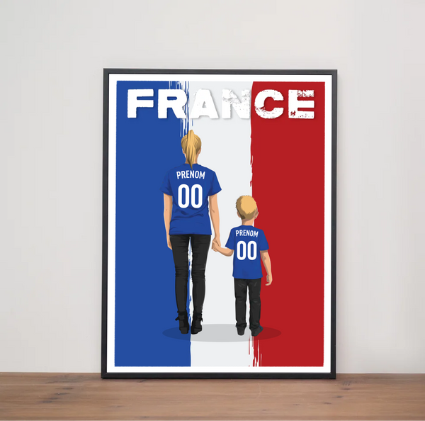 Affiche Foot France - Mère et Enfant Personnalisé