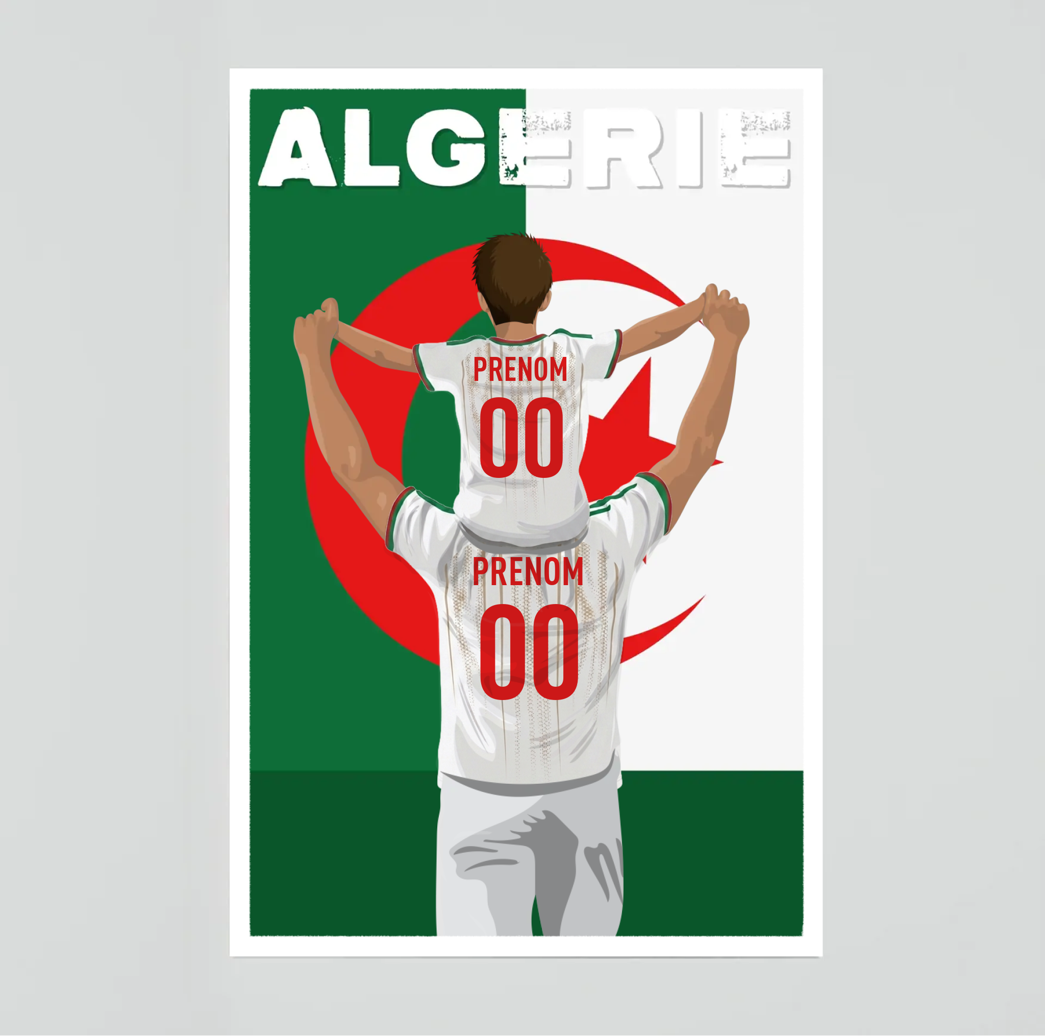 Affiche Foot Algérie - Père & Enfant Personnalisé