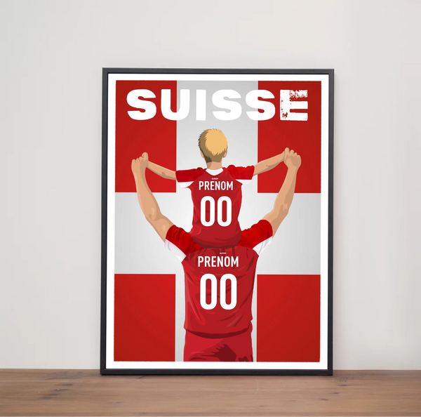 Affiche Foot Suisse - Père & Enfant Personnalisé