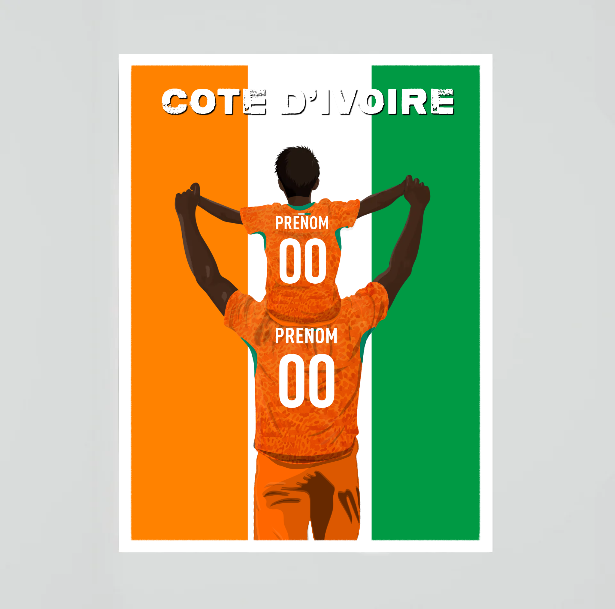 Affiche Foot Côte d'Ivoire - Père & Enfant Personnalisé