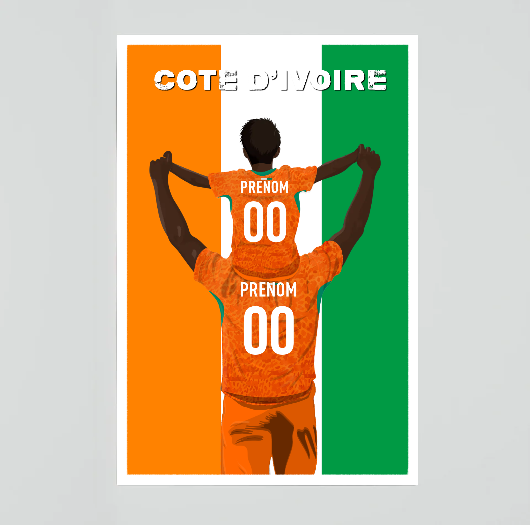 Affiche Foot Côte d'Ivoire - Père & Enfant Personnalisé
