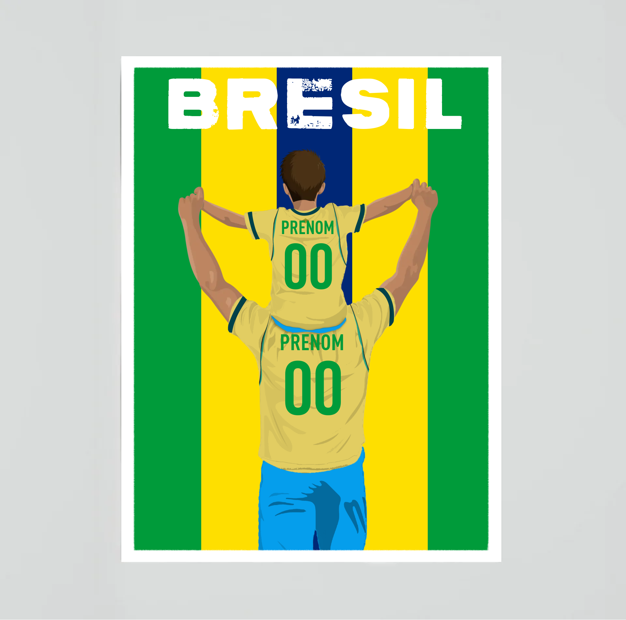 Affiche Foot Brésil - Père & Enfant Personnalisé