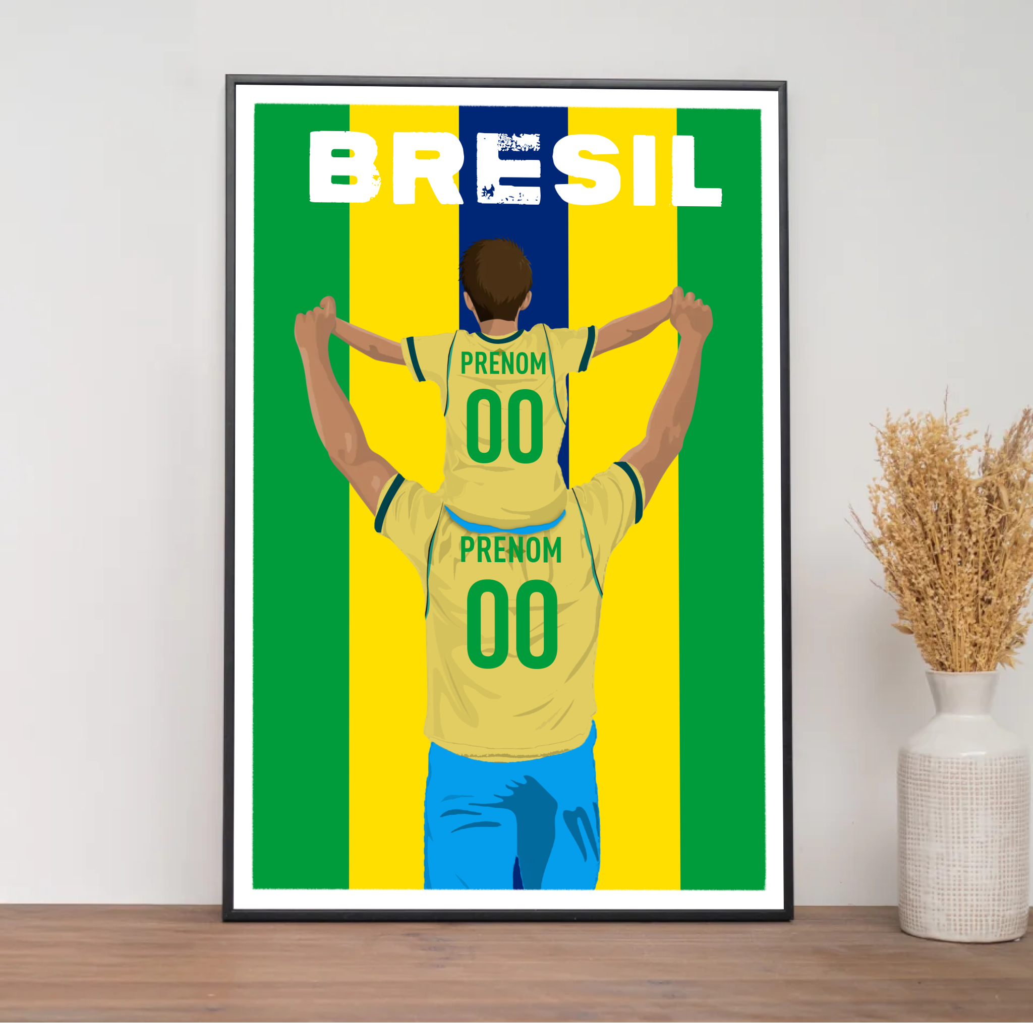 Affiche Foot Brésil - Père & Enfant Personnalisé