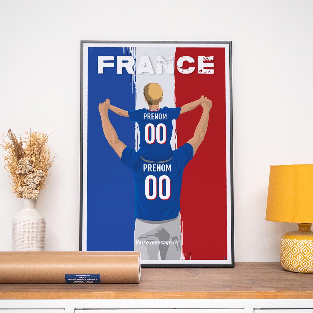 Affiche Foot France - Père et Enfant Personnalisé