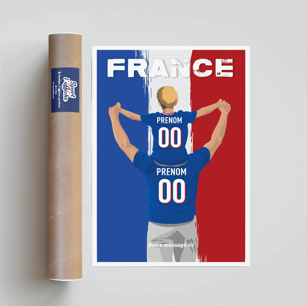 Affiche Foot France - Père et Enfant Personnalisé