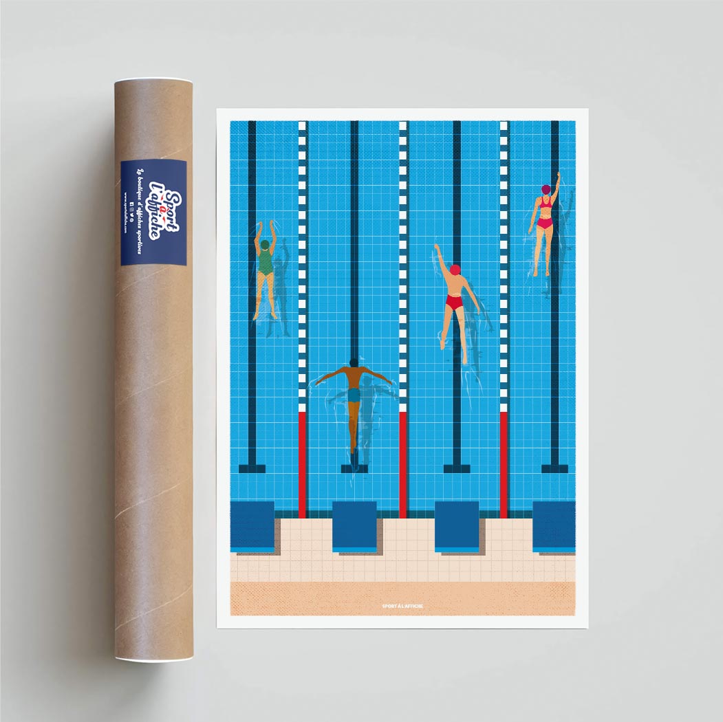 Affiche Natation - Illustration Piscine