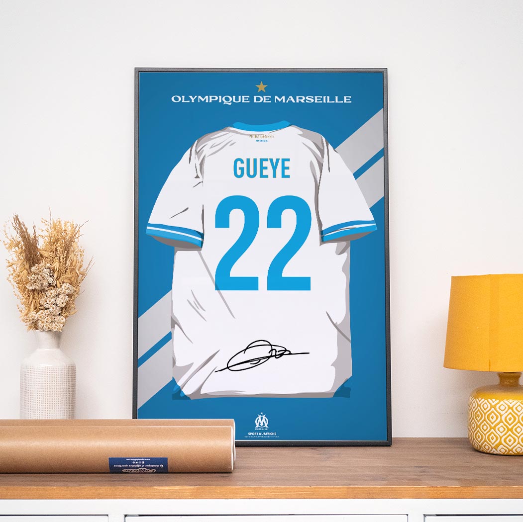 Affiche OM - Maillot Joueur Dédicacé