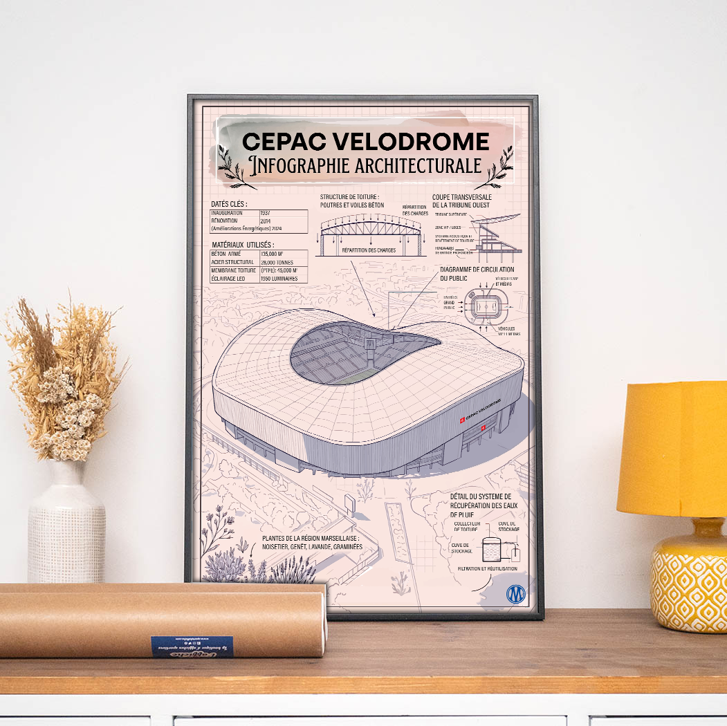 Affiche OM - Infographie Stade CEPAC Vélodrome