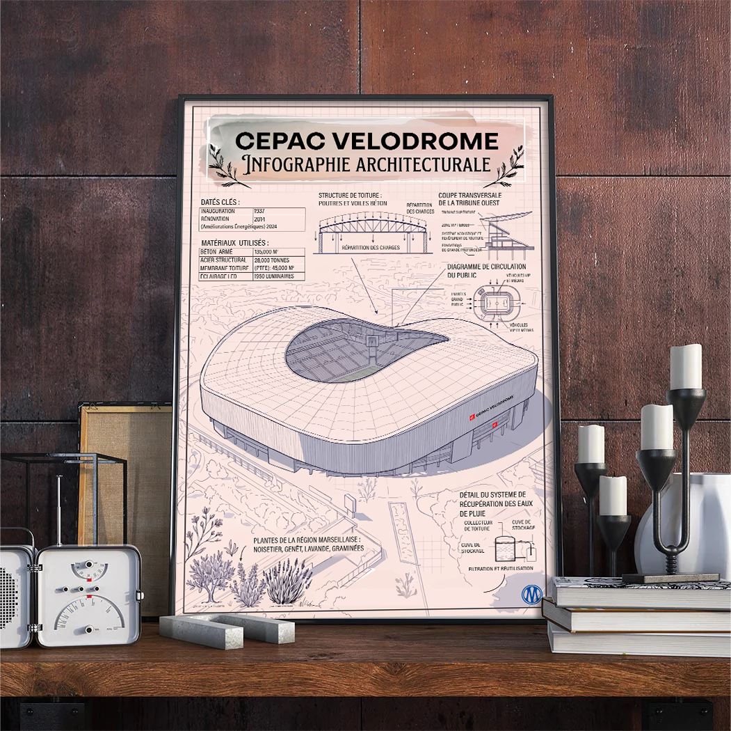 Affiche OM - Infographie Stade CEPAC Vélodrome