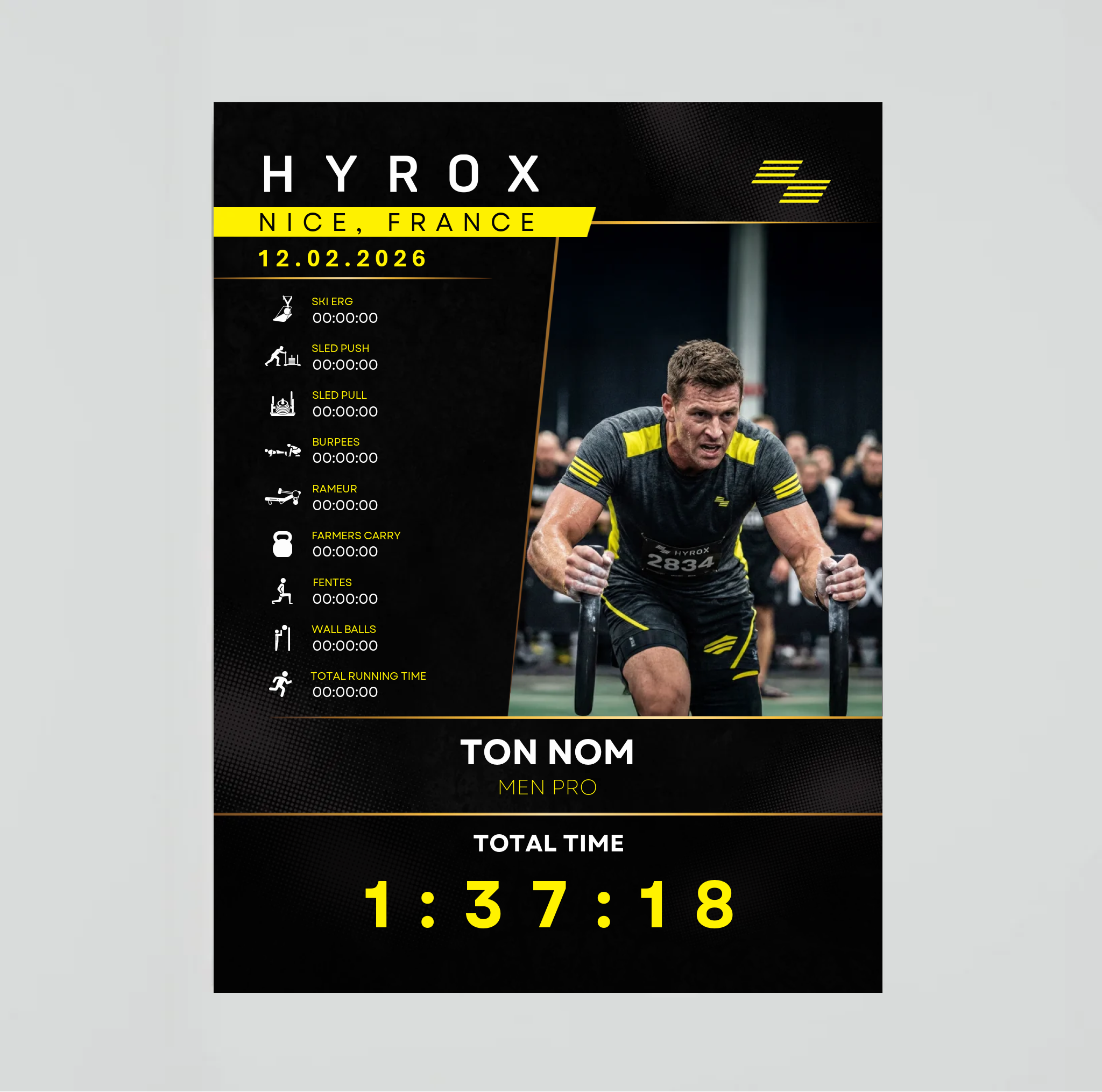 Affiche Hyrox personnalisée - 8 runs 8 workouts