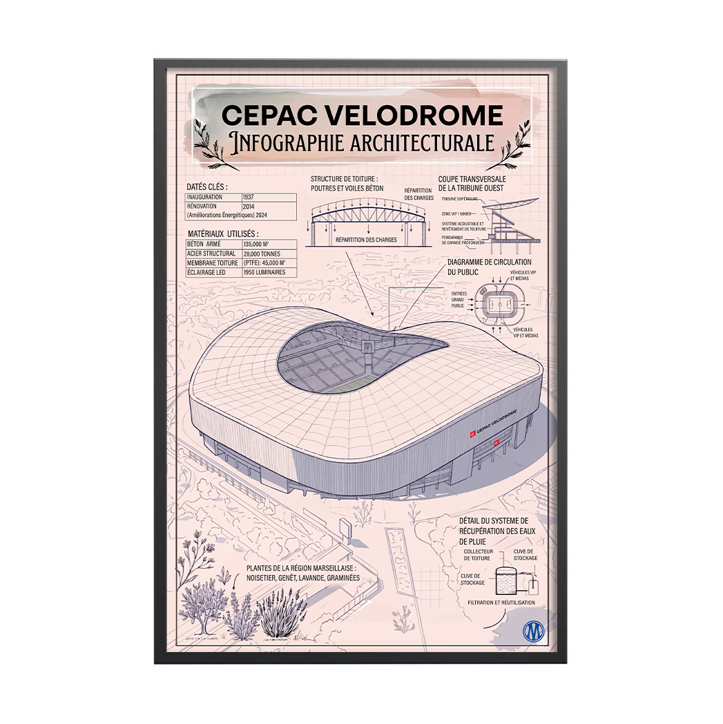 Affiche OM - Infographie Stade CEPAC Vélodrome