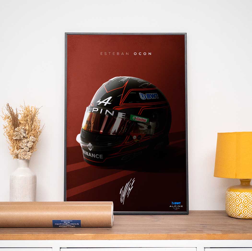 Affiche BWT Alpine F1 Team 2023 - Casque Esteban Ocon