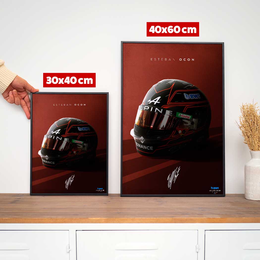 Affiche BWT Alpine F1 Team 2023 - Casque Esteban Ocon
