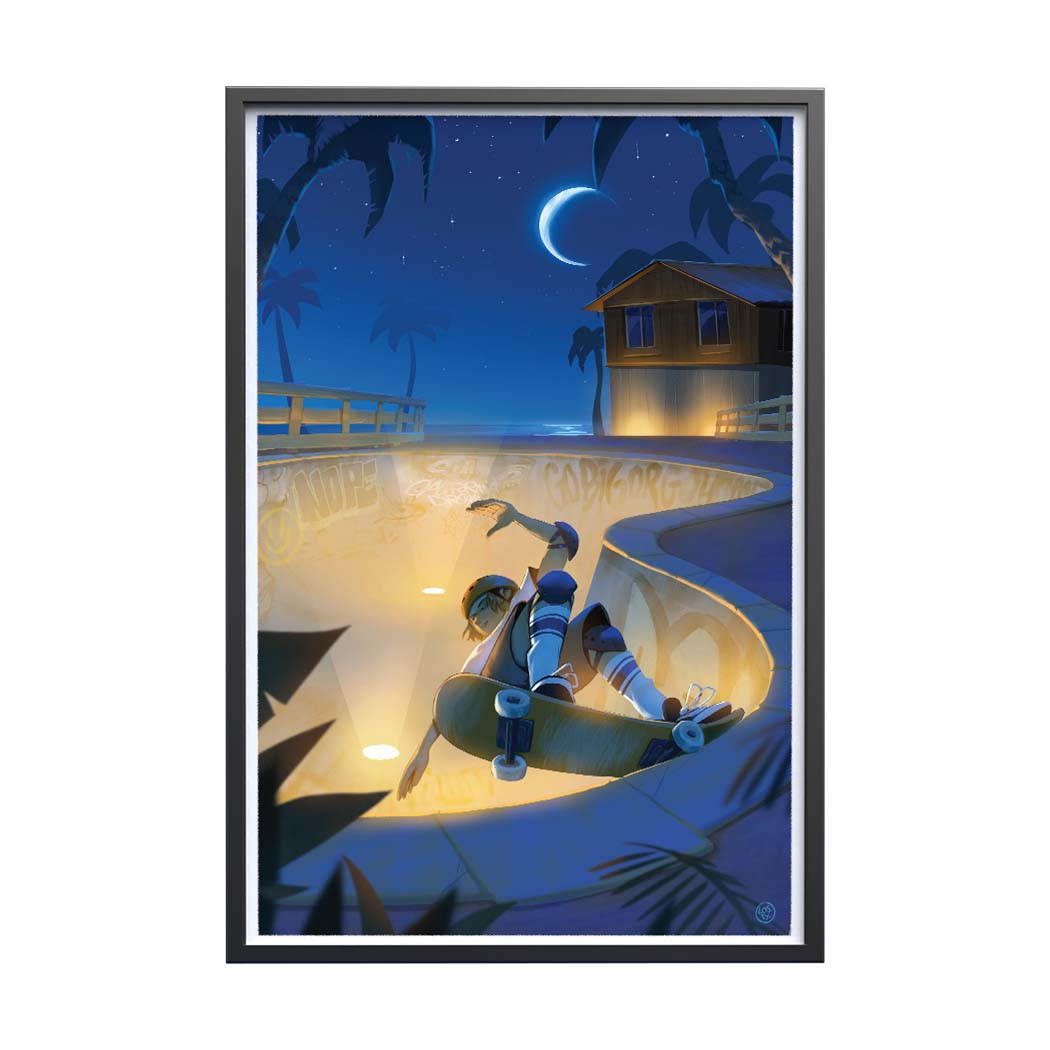 Affiche Skate - "Ride de nuit" by Losty