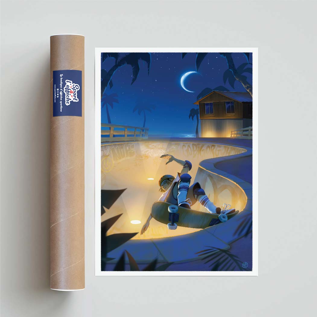 Affiche Skate - "Ride de nuit" by Losty
