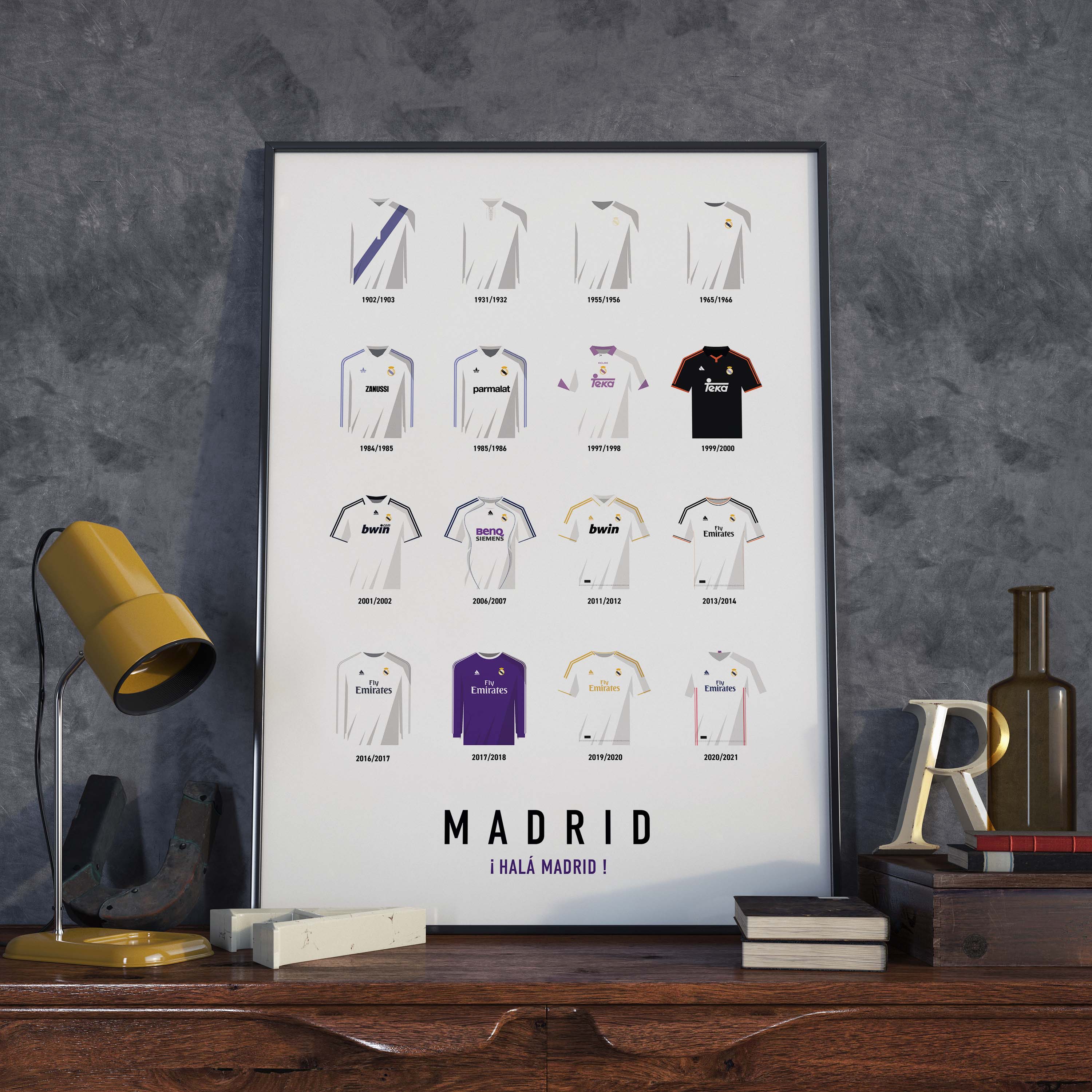 Affiche Foot - Madrid Maillots Historiques